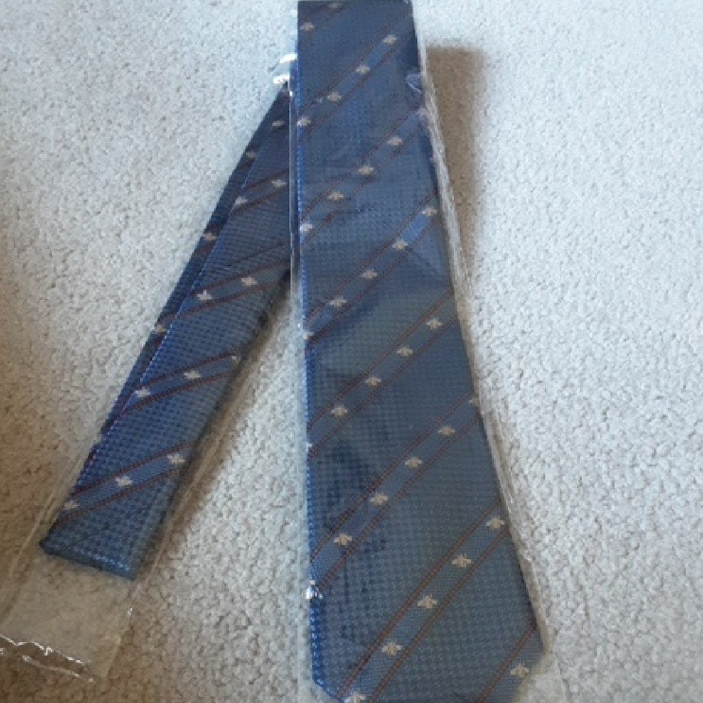 Gucci Dark Blue and White Diagonal Tie - Picture 2 of 3
